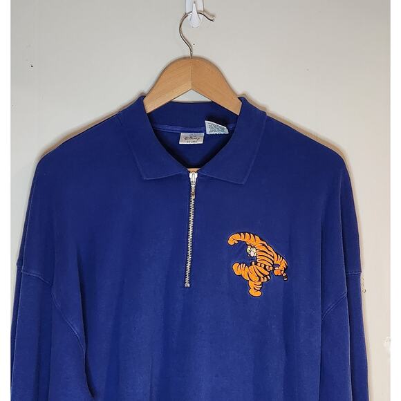 XL Disney Store Tigger Winnie the Pooh 1/4 Zip Long Sleeve Blue Pullover Cotton - Picture 1 of 6